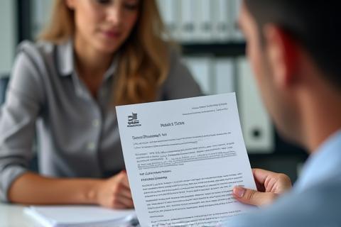 Client holding penalty notice with advisor explaining